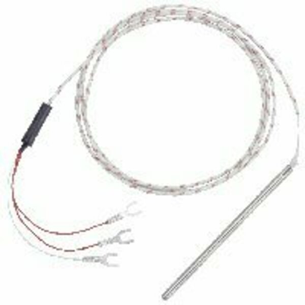 Dwyer Instruments Type J Thermocouple, Stainless Steel, Overbraid Extension, 0 Deg Bend, 6 Spade Terminal 122095-19
